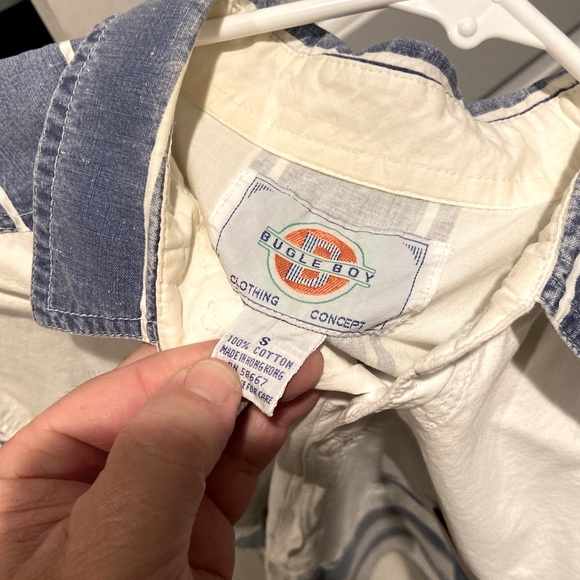 Vintage 90s Striped Bugle Boy Pull Over Button Down Shirt Men’s S RARE - Picture 5 of 6